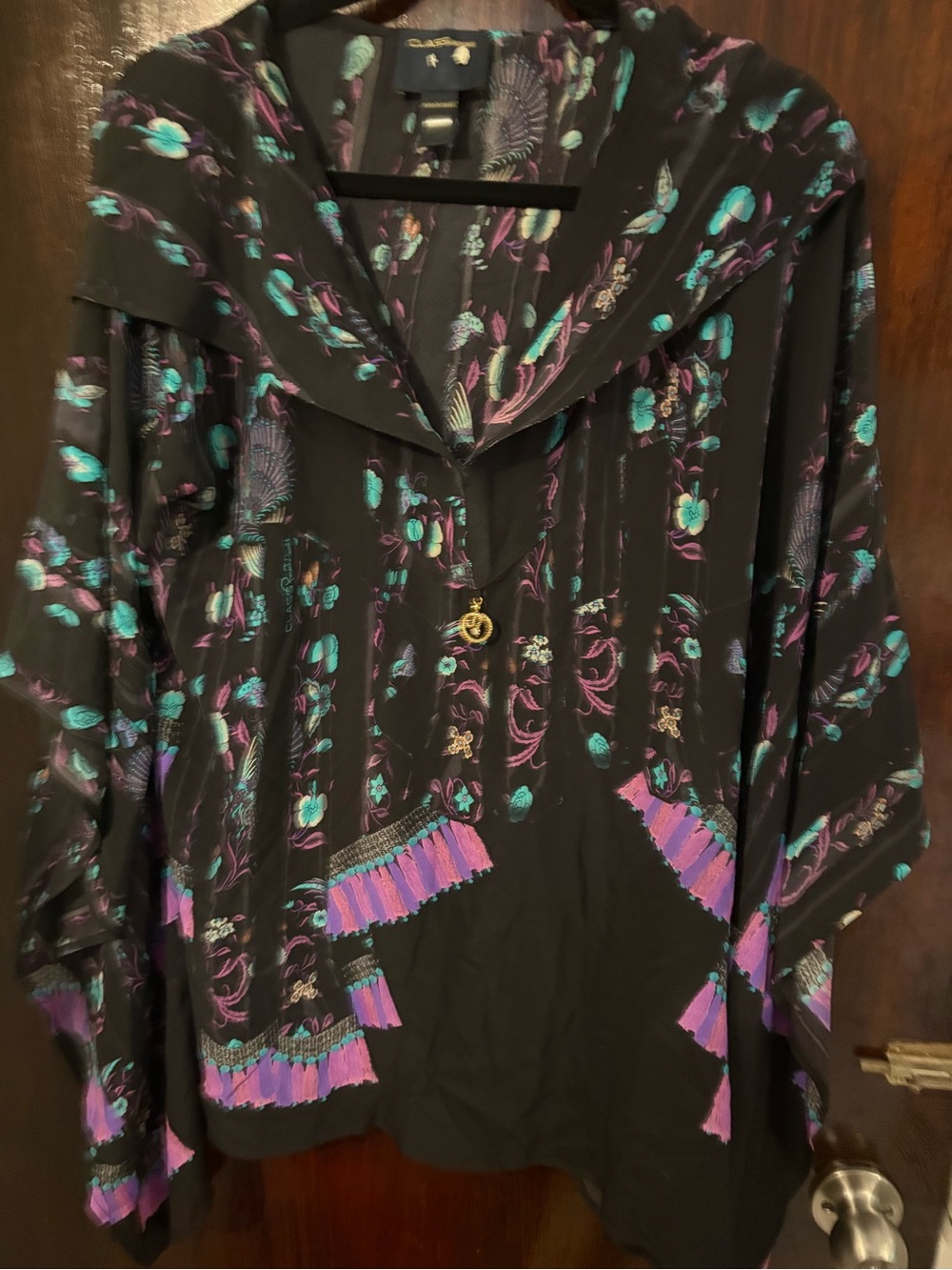 Vintage 2000s Class Roberto Cavalli 100% Silk Floral Bird Print Tunic. Size 10.